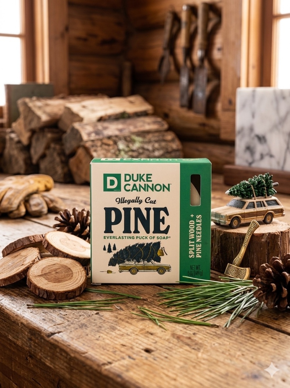 Duke Cannon Splitwood & Pine Needles Bar Soap.